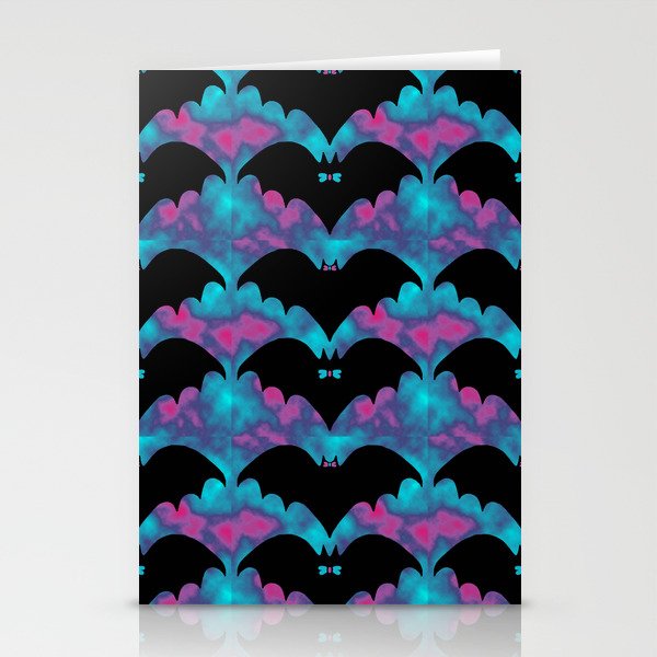 Bats And Bows Blue Pink Stationery Cards