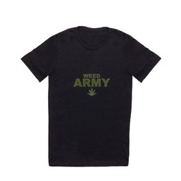Camo Weed Army Logo. T Shirt