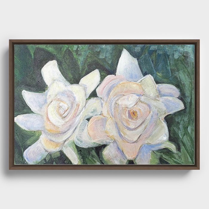 White Gardenias in Acrylic Framed Canvas