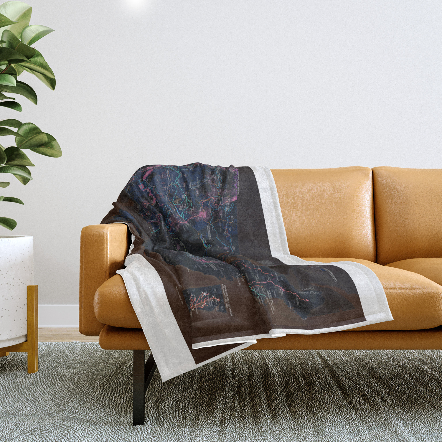 National Parks Trail Map Dark Neon Throw Blanket By Logicaltoad