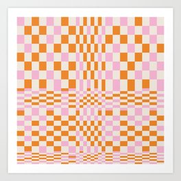 Happy Colorful Checkered Pattern  Art Print