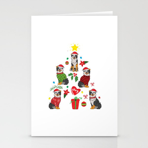 Australian Shepherd Christmas Ornament Tree Stationery Cards