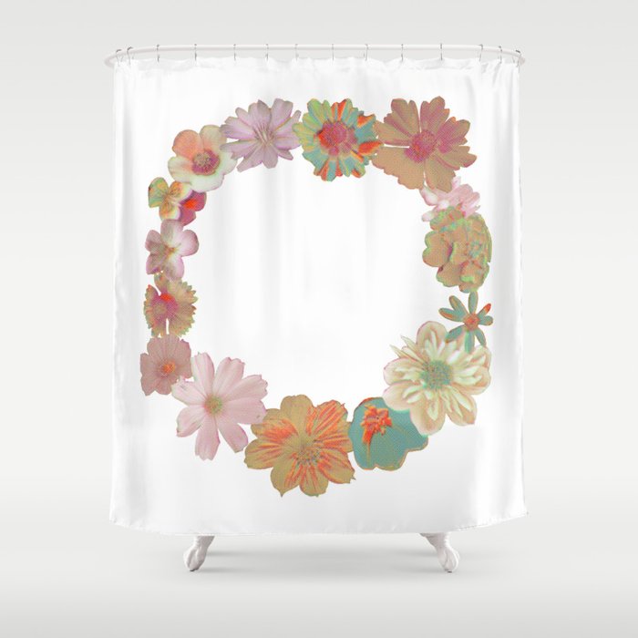 Halftone Flower Ring Shower Curtain