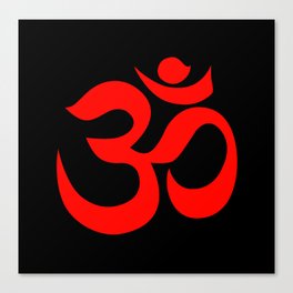 Red Aum / Om Reiki symbol on black background Canvas Print
