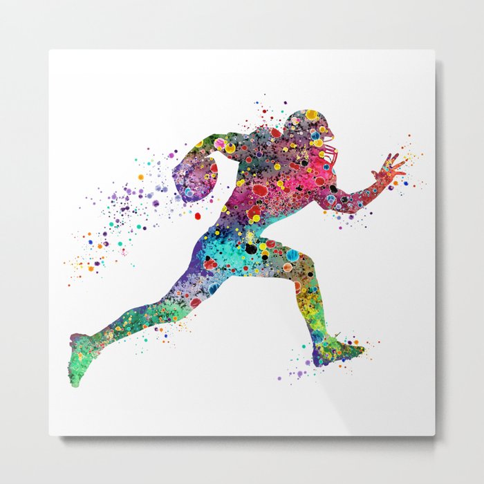 Football Player Sports Art Print Watercolor Print American Football Metal Print