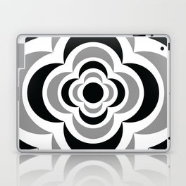Floral Abstract Shapes 9 in Black Grey White Laptop Skin