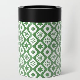 Green Retro Christmas Pattern Can Cooler