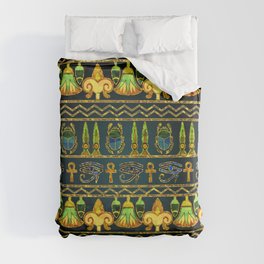 Egyptian Colorful Pattern in gold and metallic Duvet Cover
