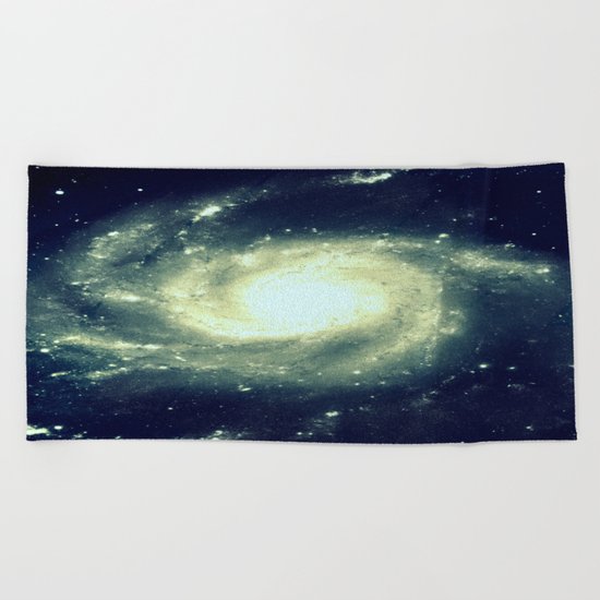 Ivory Teal Pinwheel Spiral Galaxy Space Beach Towel