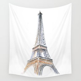 Paris, Watercolor, Eiffel Tower Wall Tapestry