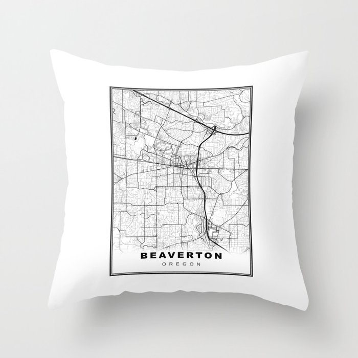 Beaverton Map Throw Pillow