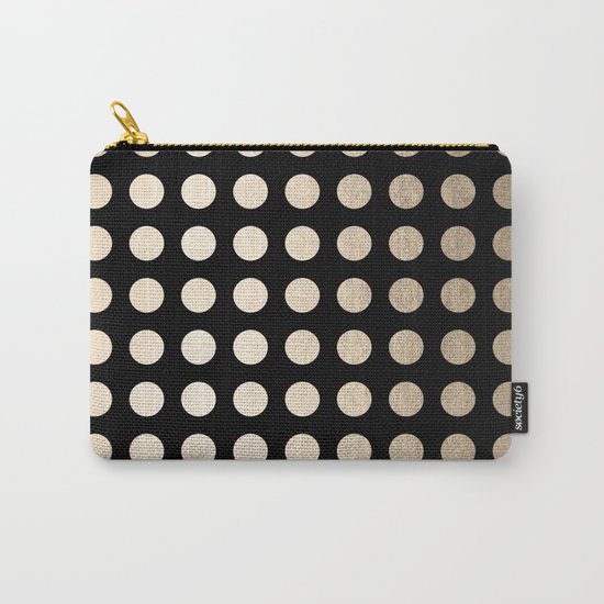 White Gold Sands Polka Dots on Midnight Black Carry-All Pouch