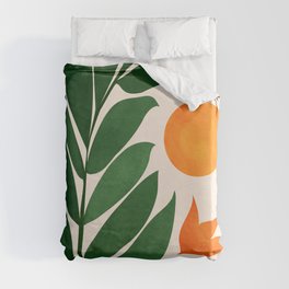 Tropical Forest Sunset / Mid Century Abstract Shapes Duvet Cover