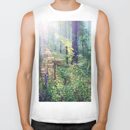 Sunny morning in the forest Biker Tank