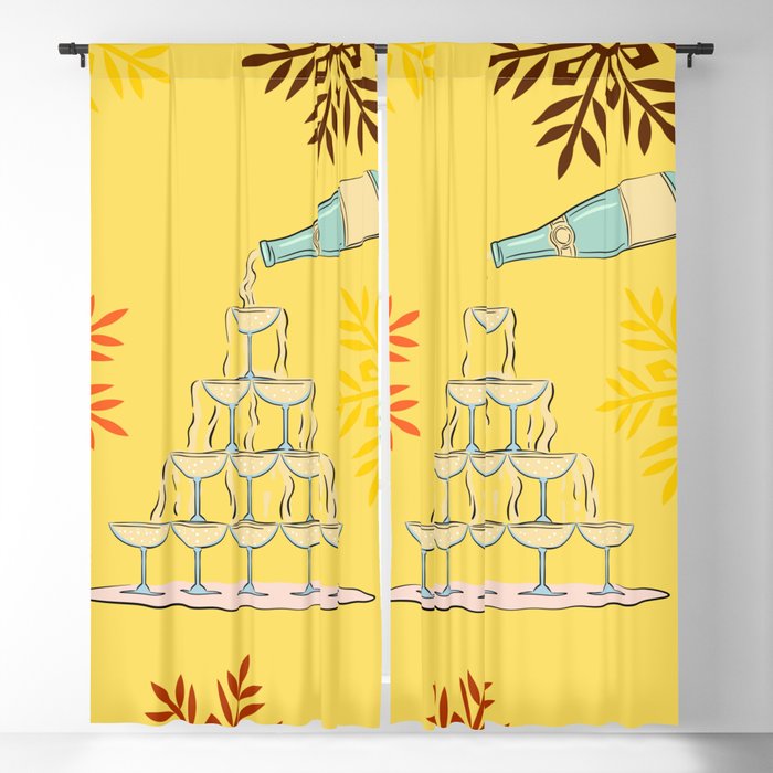 Champagne Toast Snowflakes  Blackout Curtain