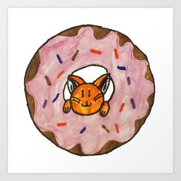 Cat in a Donut Art Print