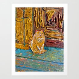 Artistic Hand Painted Cat Textured Original (Close-Up) Art Print