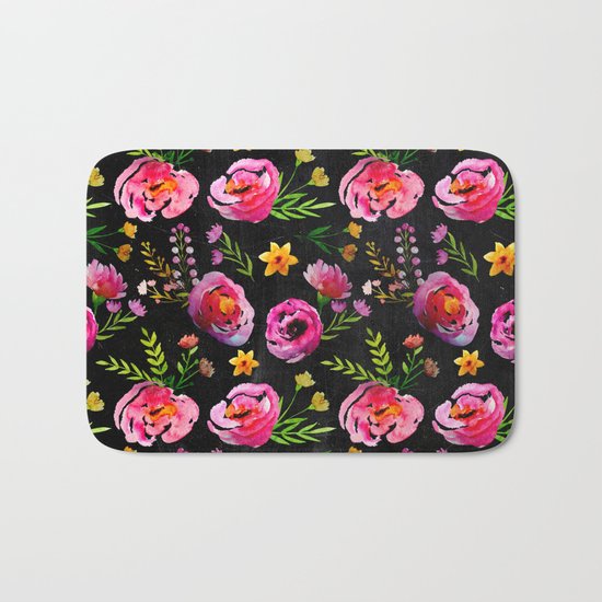 Vibrant Poppy Pattern Bath Mat