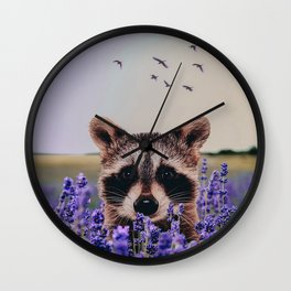 Racoon with lavender Wall Clock