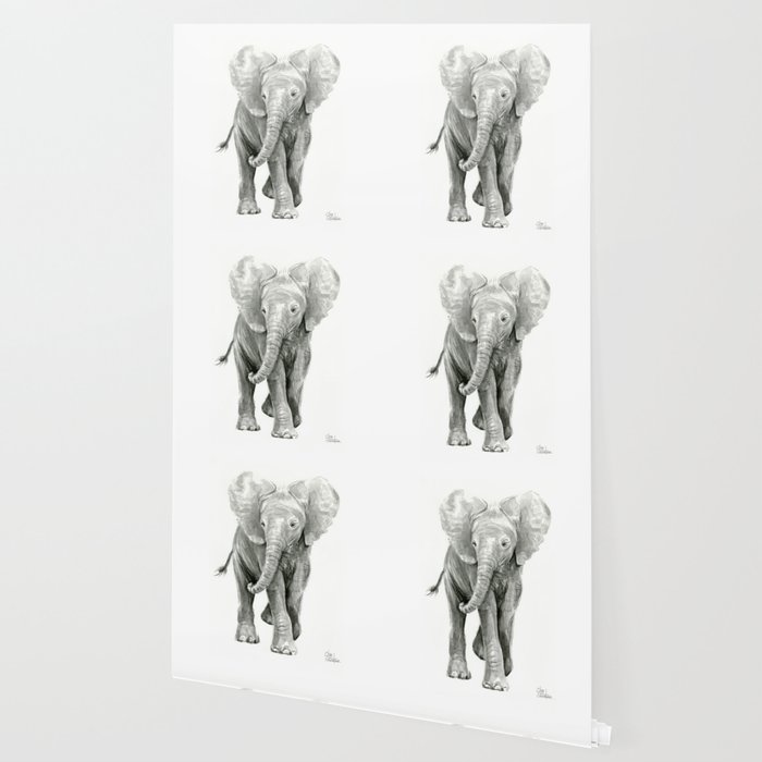 Baby Elephant Watercolor Wallpaper By Olechka Society6