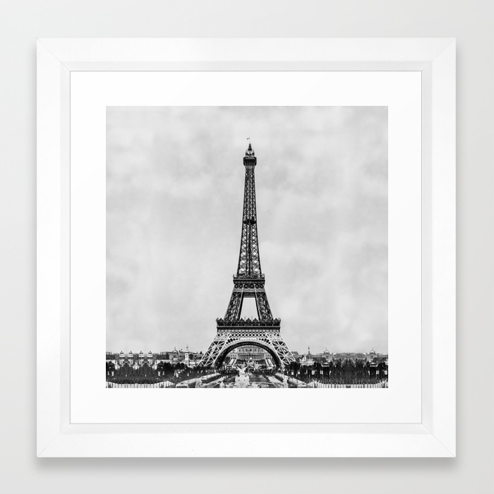 Eiffel Tower Paris France In Black And White With Painterly