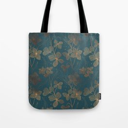 Copper Art Deco Flowers on Emerald  Tote Bag