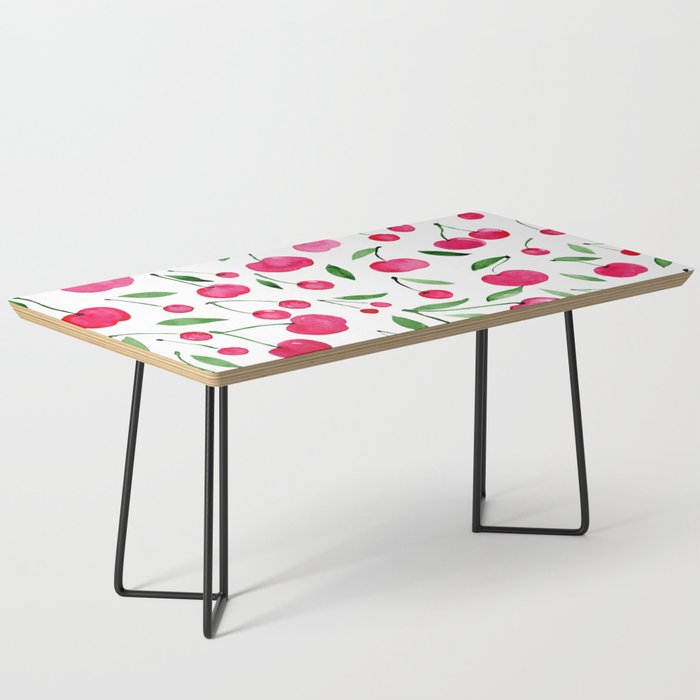 Watercolor cherries - green and pink Coffee Table