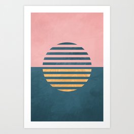 ABSTRACT PASTEL OCEAN SUNSET Art Print