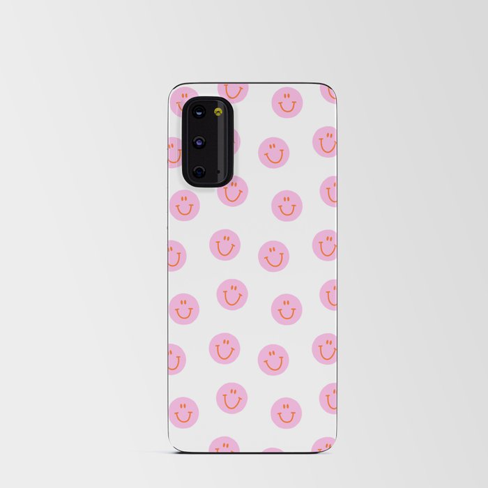 Funny happy face colorful pink cartoon seamless pattern Android Card Case