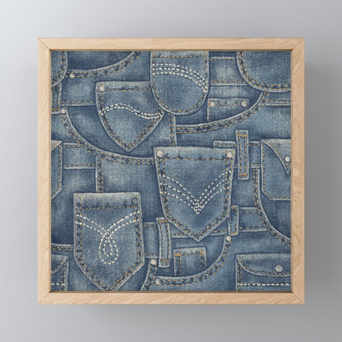 Jean Pockets - medium denim blue Framed Mini Art Print