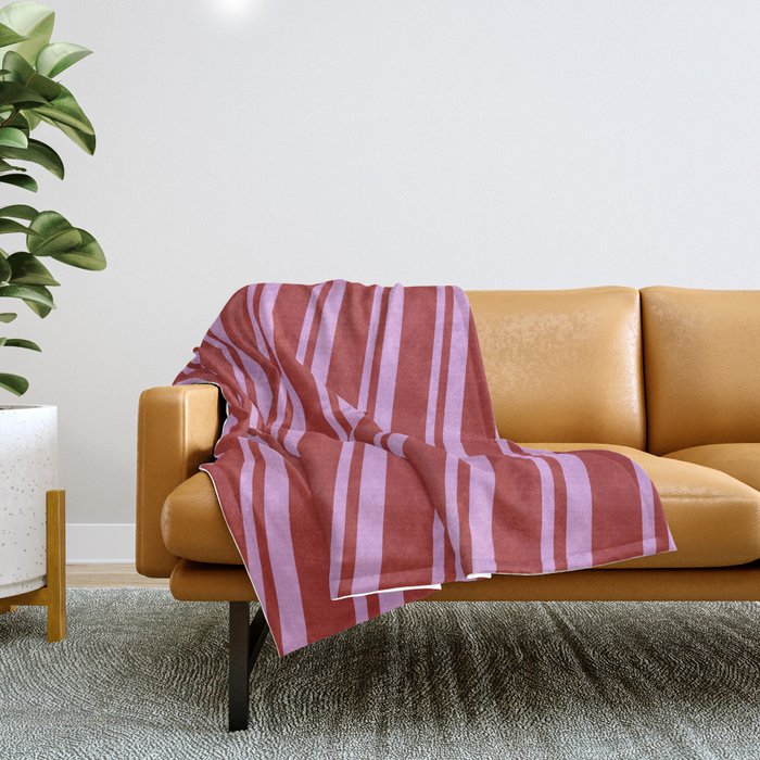 Plum & Brown Colored Striped/Lined Pattern Throw Blanket