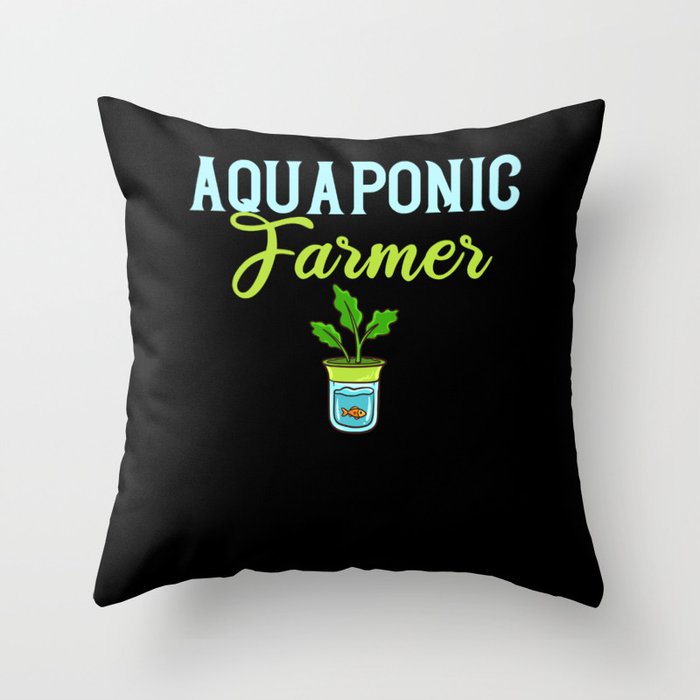 Aquaponic Fish Tank System Farmer Gardening Throw Pillow