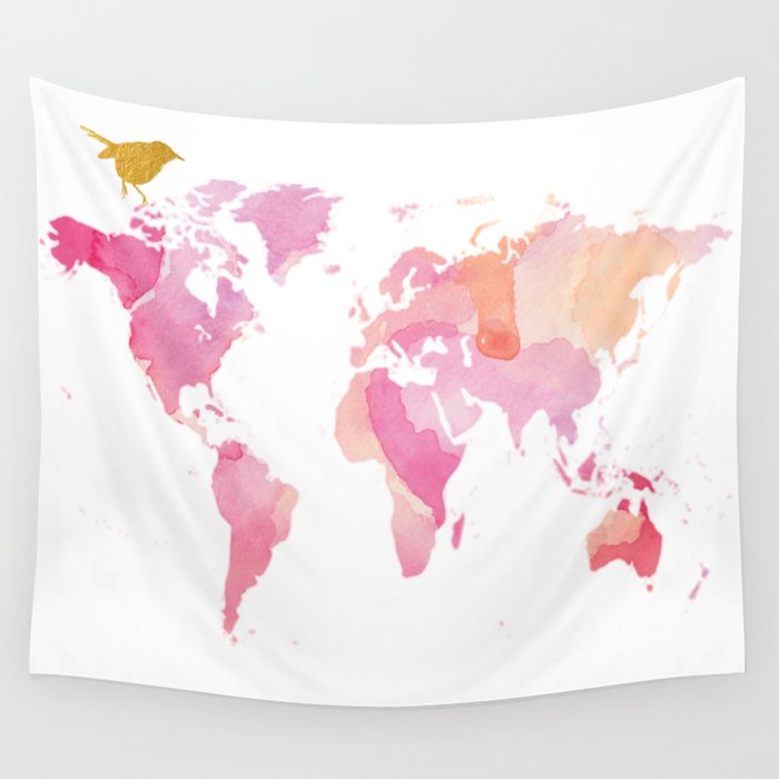 Society6 world map tapestry sales