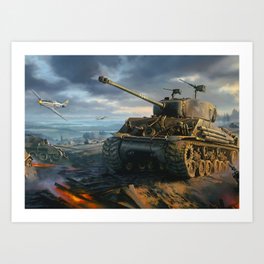 DDay Tank Battle Art Print