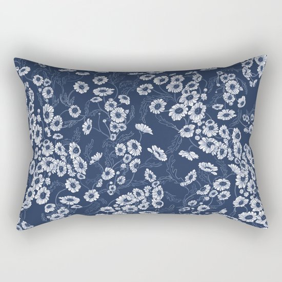 Daisy Dream Navy Rectangular Pillow