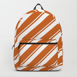[ Thumbnail: Chocolate and White Colored Pattern of Stripes Backpack ]