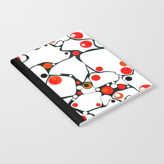 Abstract black and white pattern with red polka dots . Notebook