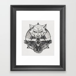 Wolf and Crow - Emblem Framed Art Print