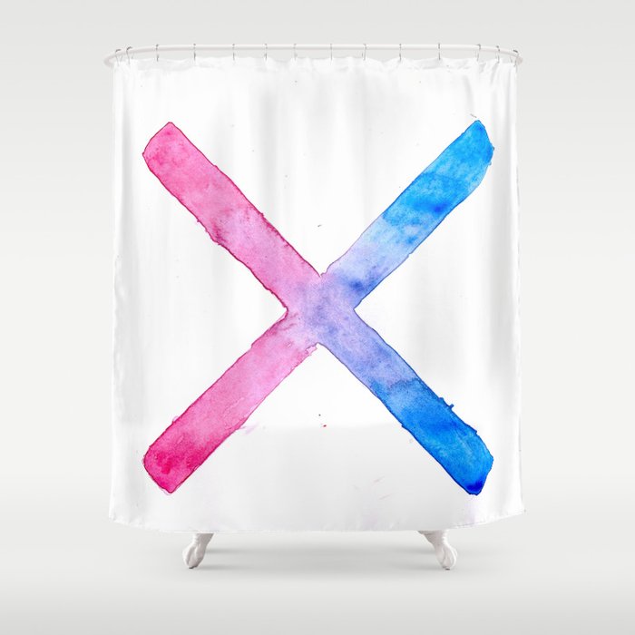 Squad Harley Quinn Inspired Red And Blue Cross Shower Curtain
