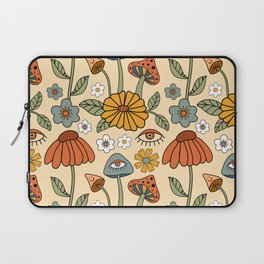 70s Psychedelic Mushrooms & Florals Laptop Sleeve