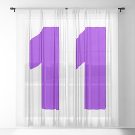 1 (Violet & White Number) Sheer Curtain