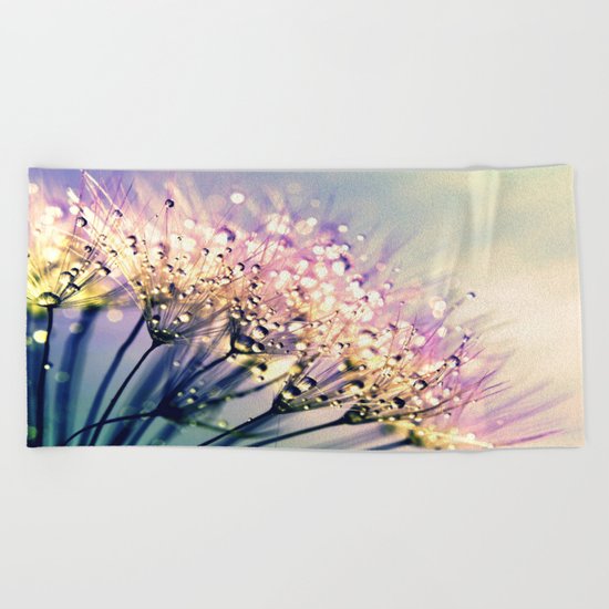 Pastel Dandelion Dew Beach Towel