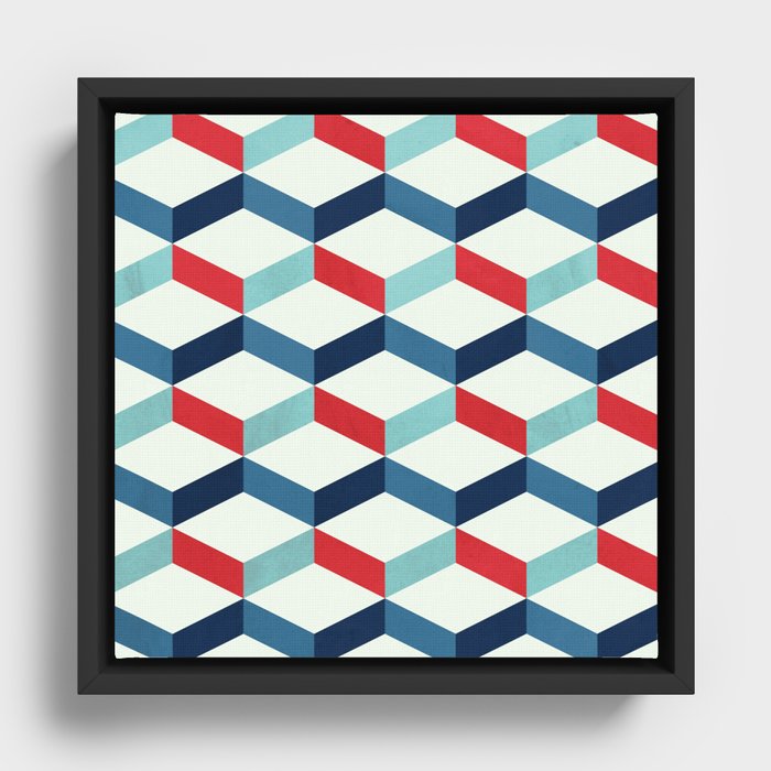 Pattern Volume Color Imperial Celadon Prussian Framed Canvas