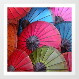 Colorful Umbrella Laos Art Print