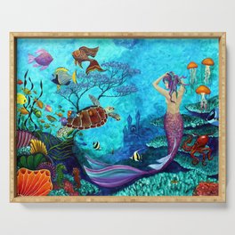 A Fish of a Different Color - Mermaid and seaturtle Serving Tray