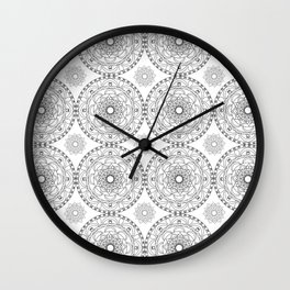 grey and white mandala Wall Clock
