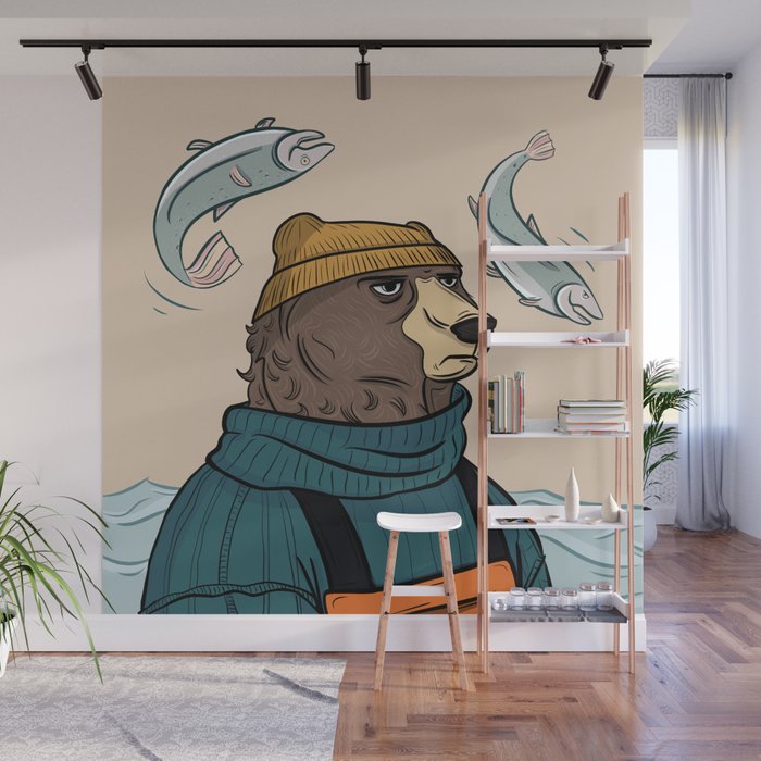 Unimpressed Fisher Bear Wall Mural
