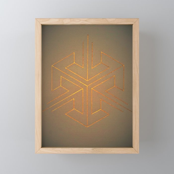 golden pattern Framed Mini Art Print