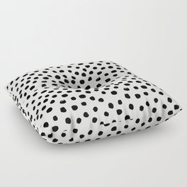 Preppy brushstroke free polka dots black and white spots dots dalmation animal spots design minimal Floor Pillow