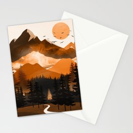Sunshine over the peaceful mountainside Stationery Card